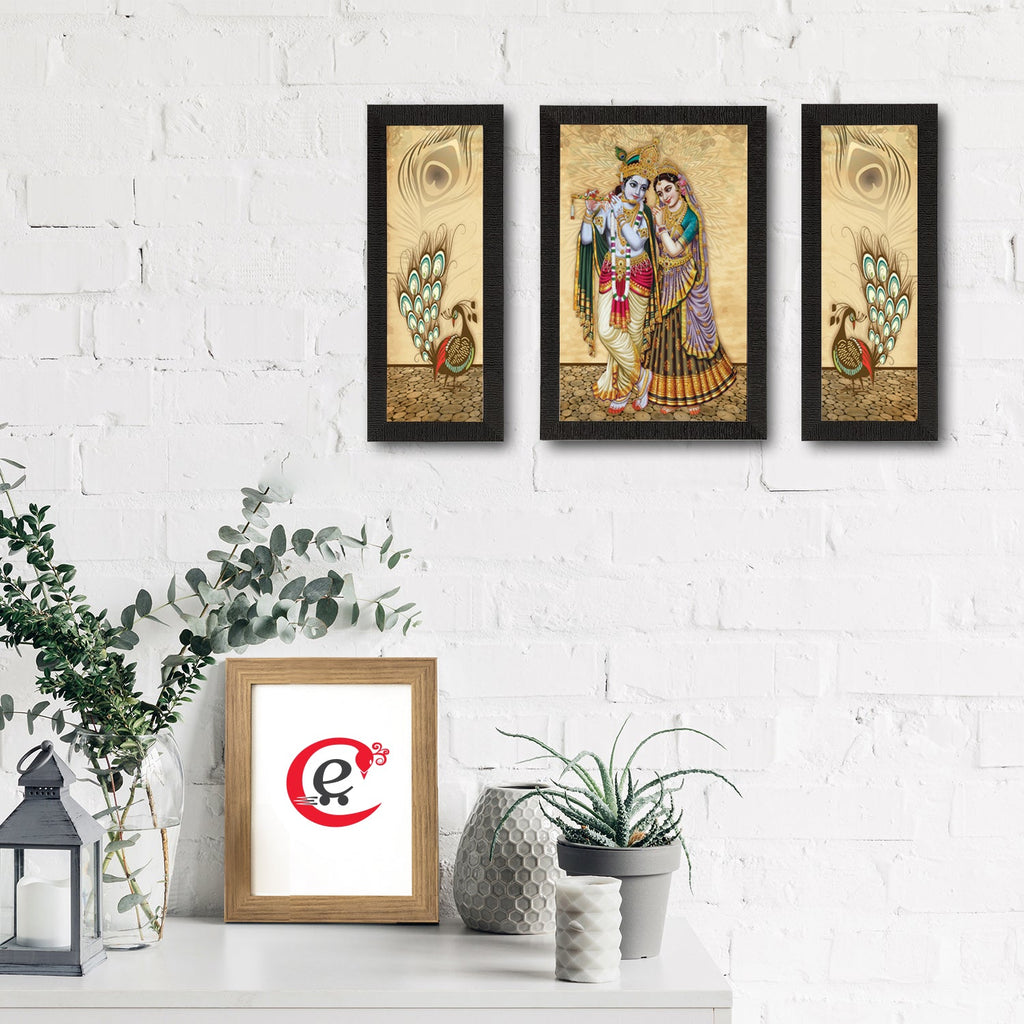 Set of 3 Radha Krishna Satin Matt Texture UV Art Painting Kafalo