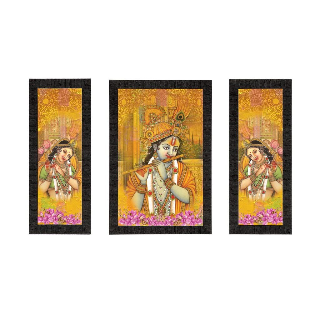 Set of 3 Radha Krishna Satin Matt Texture UV Art Painting Kafalo