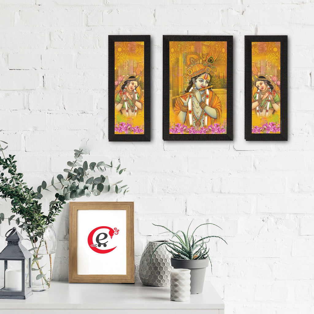 Set of 3 Radha Krishna Satin Matt Texture UV Art Painting Kafalo