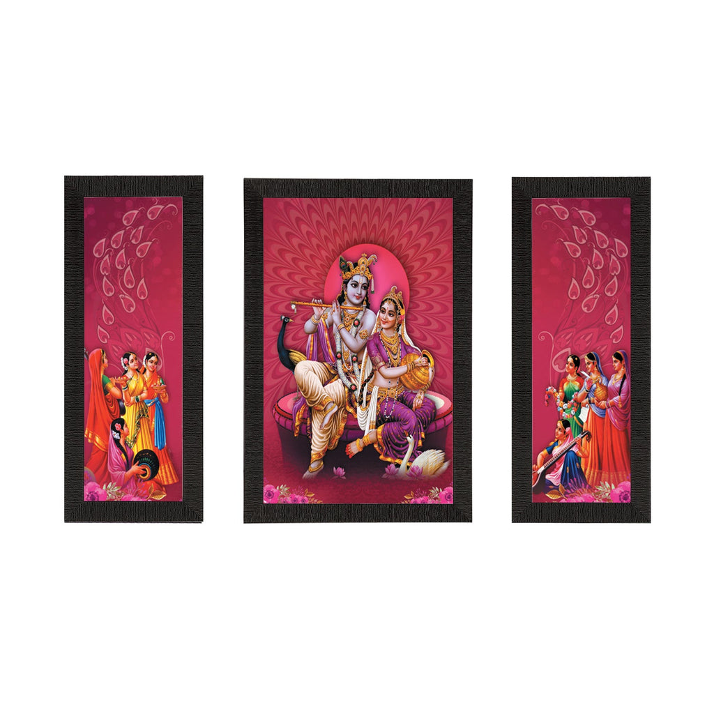 Set of 3 Radha Krishna Satin Matt Texture UV Art Painting Kafalo