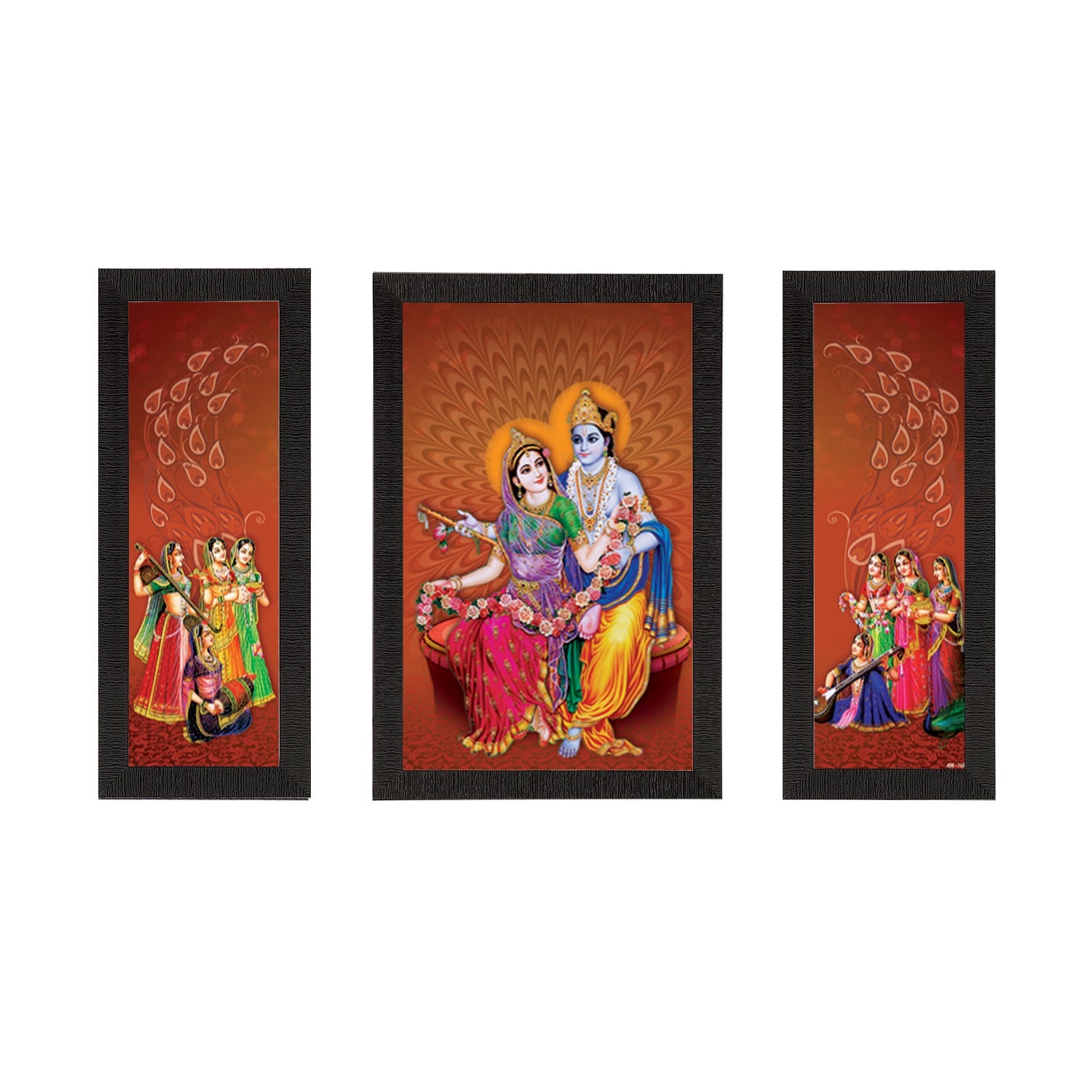 Set of 3 Radha Krishna Satin Matt Texture UV Art Painting Kafalo