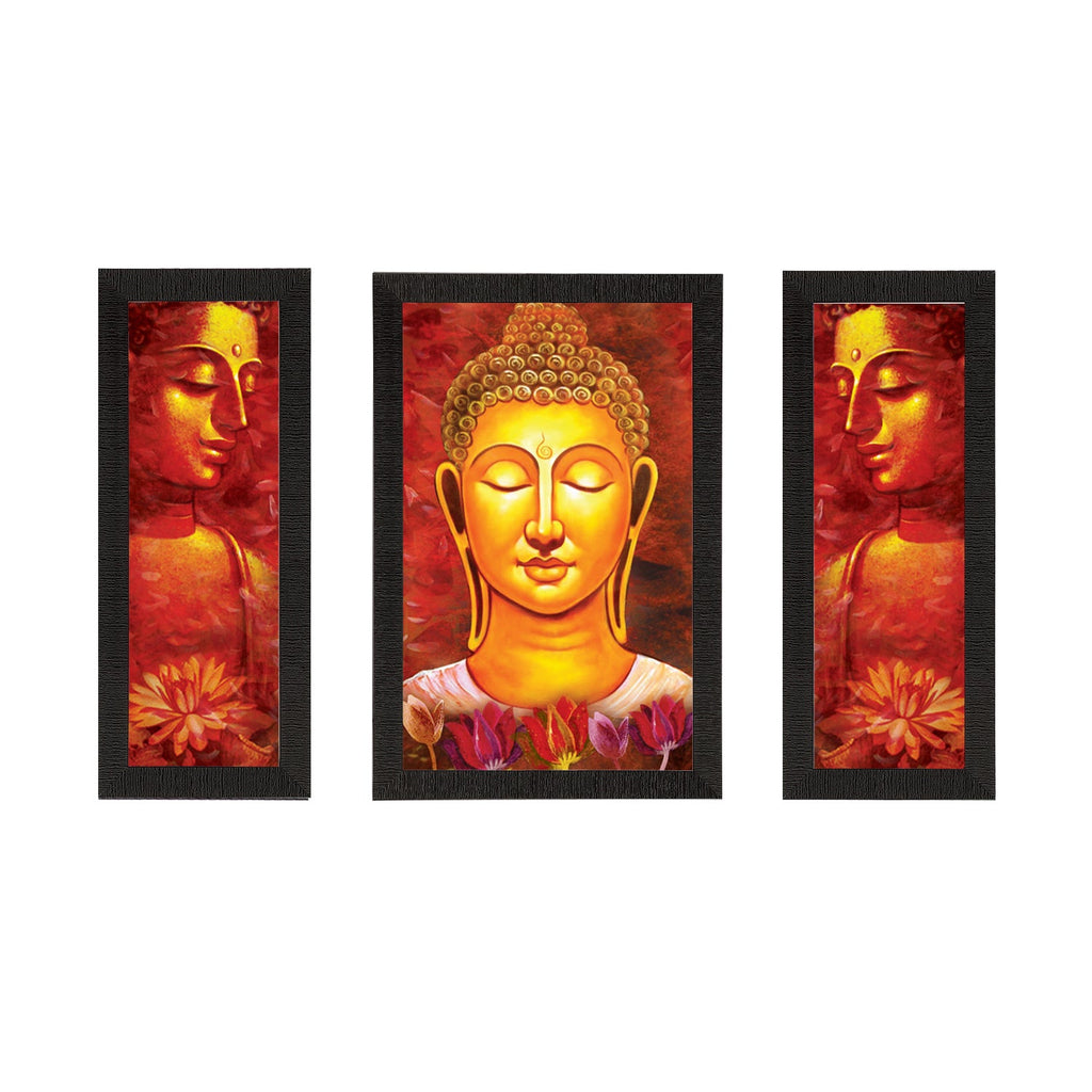 Set of 3 Lord Buddha Satin Matt Texture UV Art Painting Kafalo