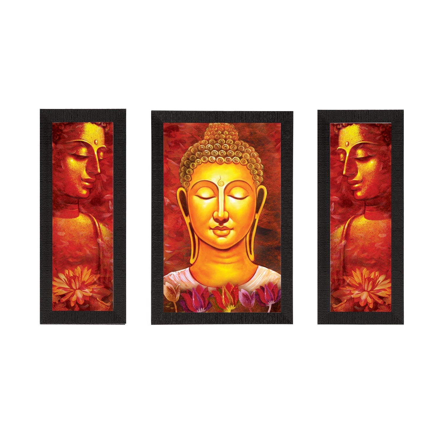 Set of 3 Lord Buddha Satin Matt Texture UV Art Painting Kafalo