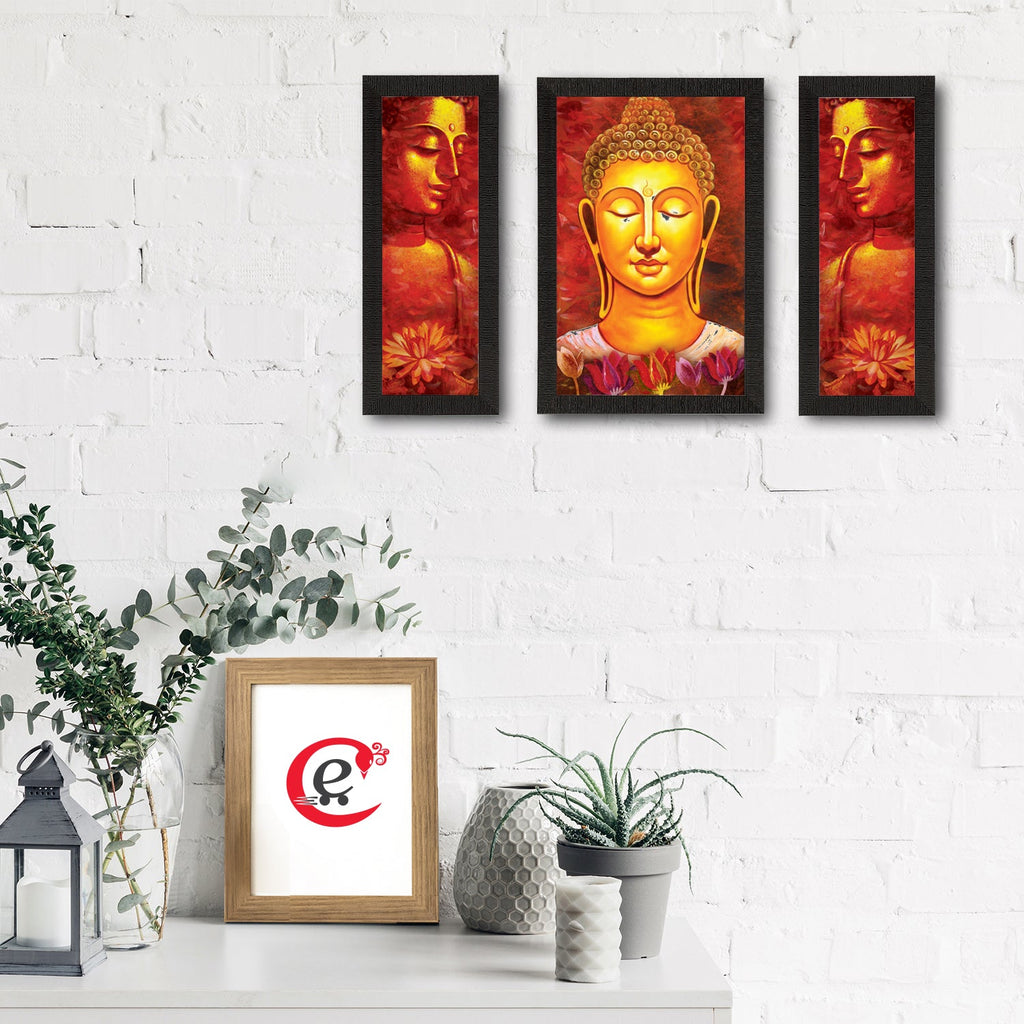 Set of 3 Lord Buddha Satin Matt Texture UV Art Painting Kafalo