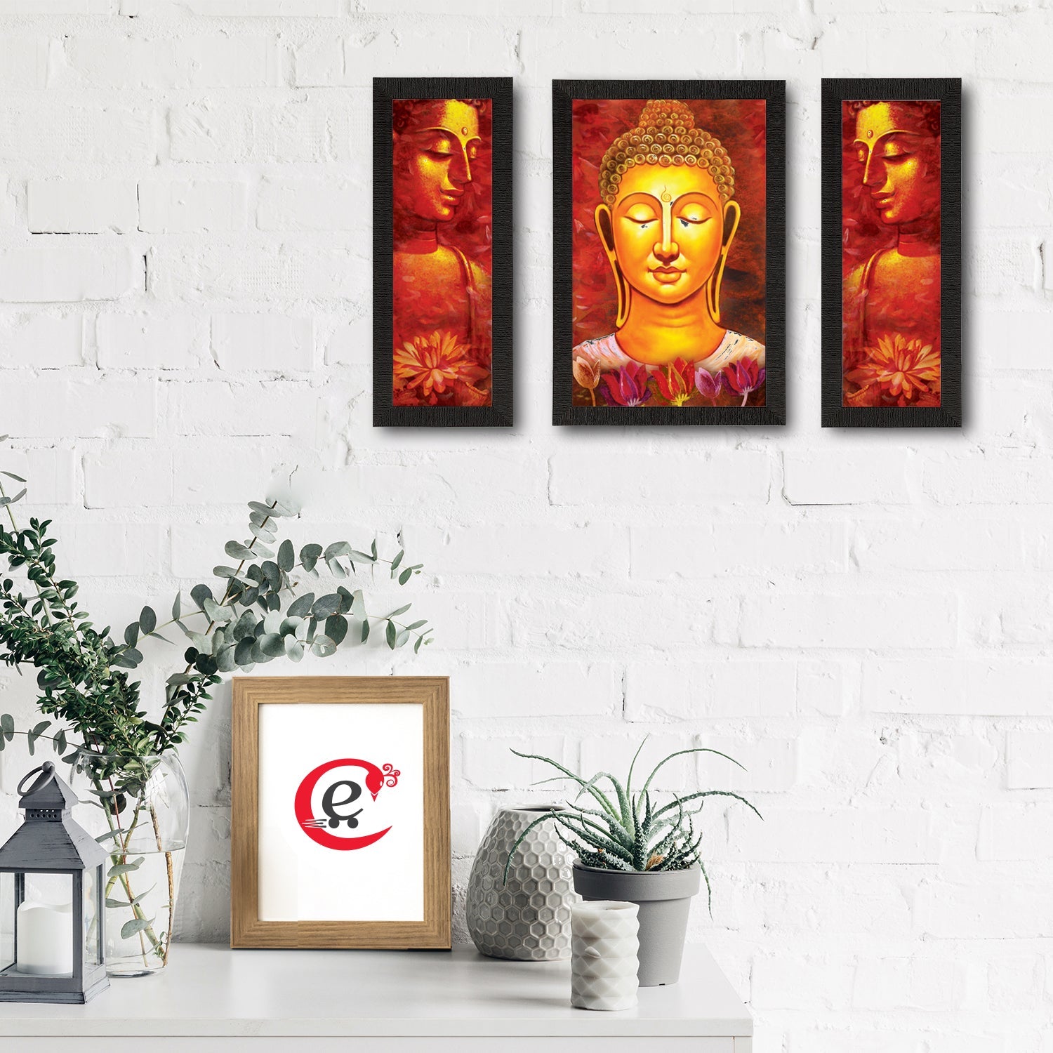 Set of 3 Lord Buddha Satin Matt Texture UV Art Painting Kafalo