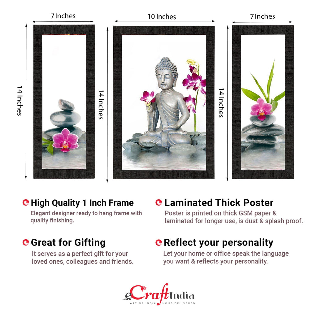 Set of 3 Lord Buddha Satin Matt Texture UV Art Painting Kafalo