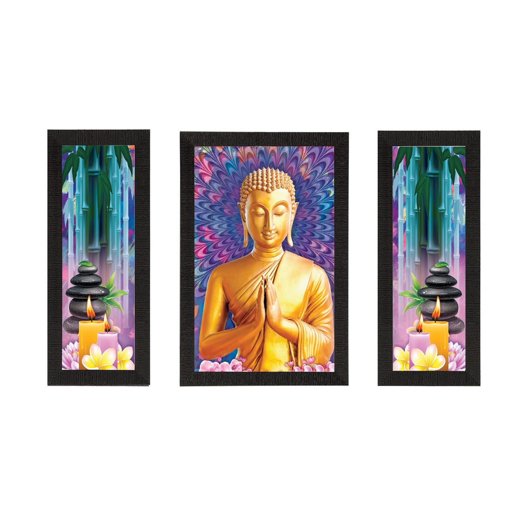 Set of 3 Lord Buddha Satin Matt Texture UV Art Painting Kafalo