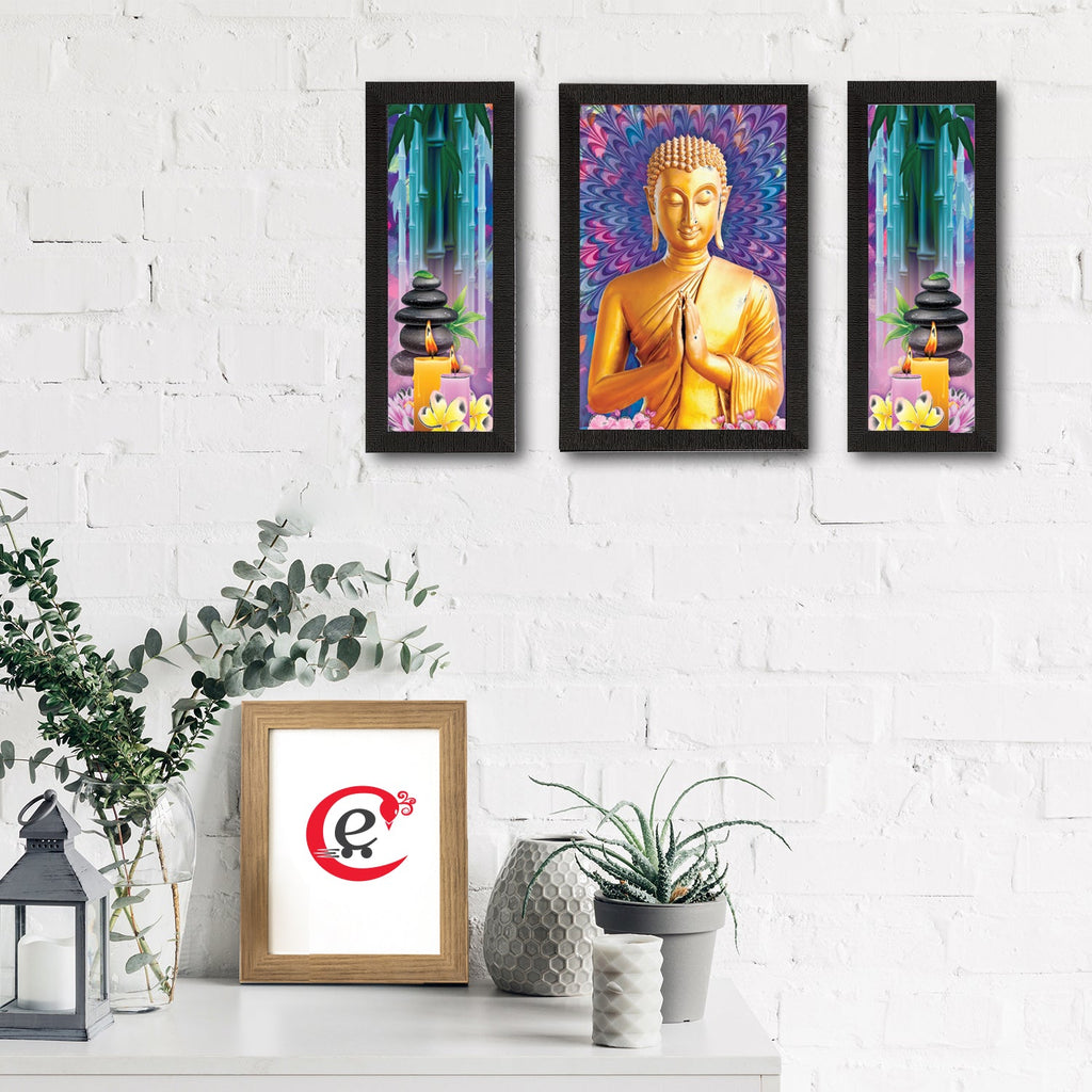 Set of 3 Lord Buddha Satin Matt Texture UV Art Painting Kafalo