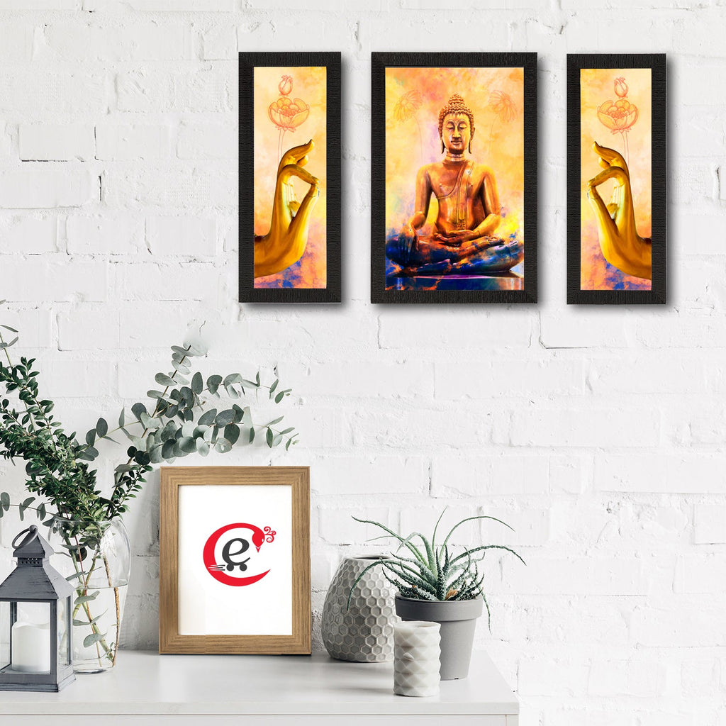 Set of 3 Lord Buddha Satin Matt Texture UV Art Painting Kafalo