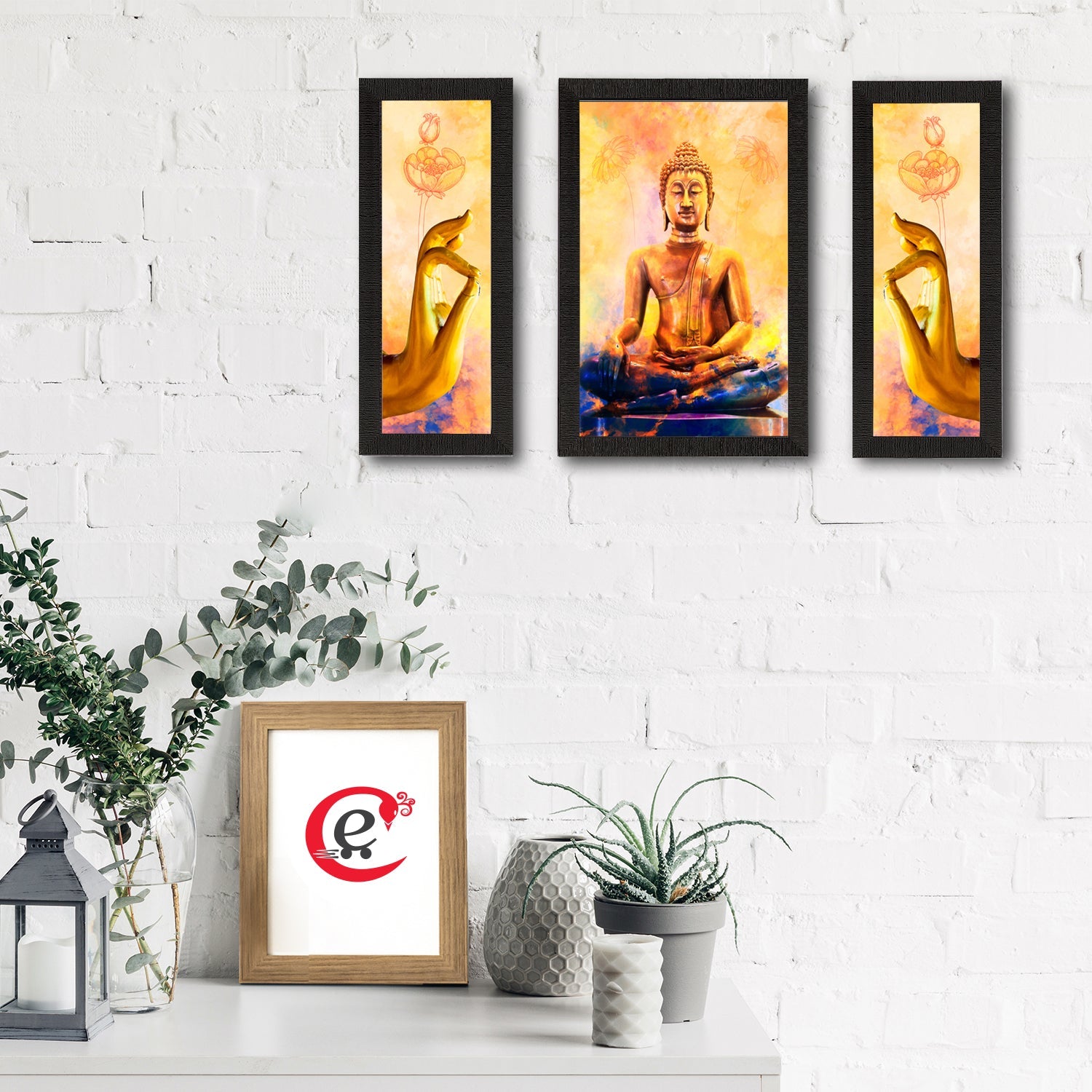 Set of 3 Lord Buddha Satin Matt Texture UV Art Painting Kafalo