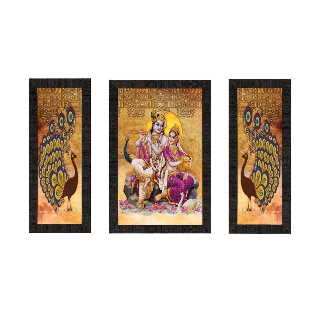 Set of 3 Radha Krishna Satin Matt Texture UV Art Painting Kafalo