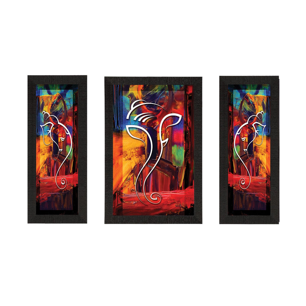 Set of 3 Lord Ganesha Satin Matt Texture UV Art Painting Kafalo
