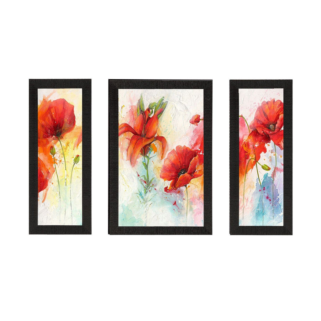 Set of 3 Botanical Floral Satin Matt Texture UV Art Painting Kafalo