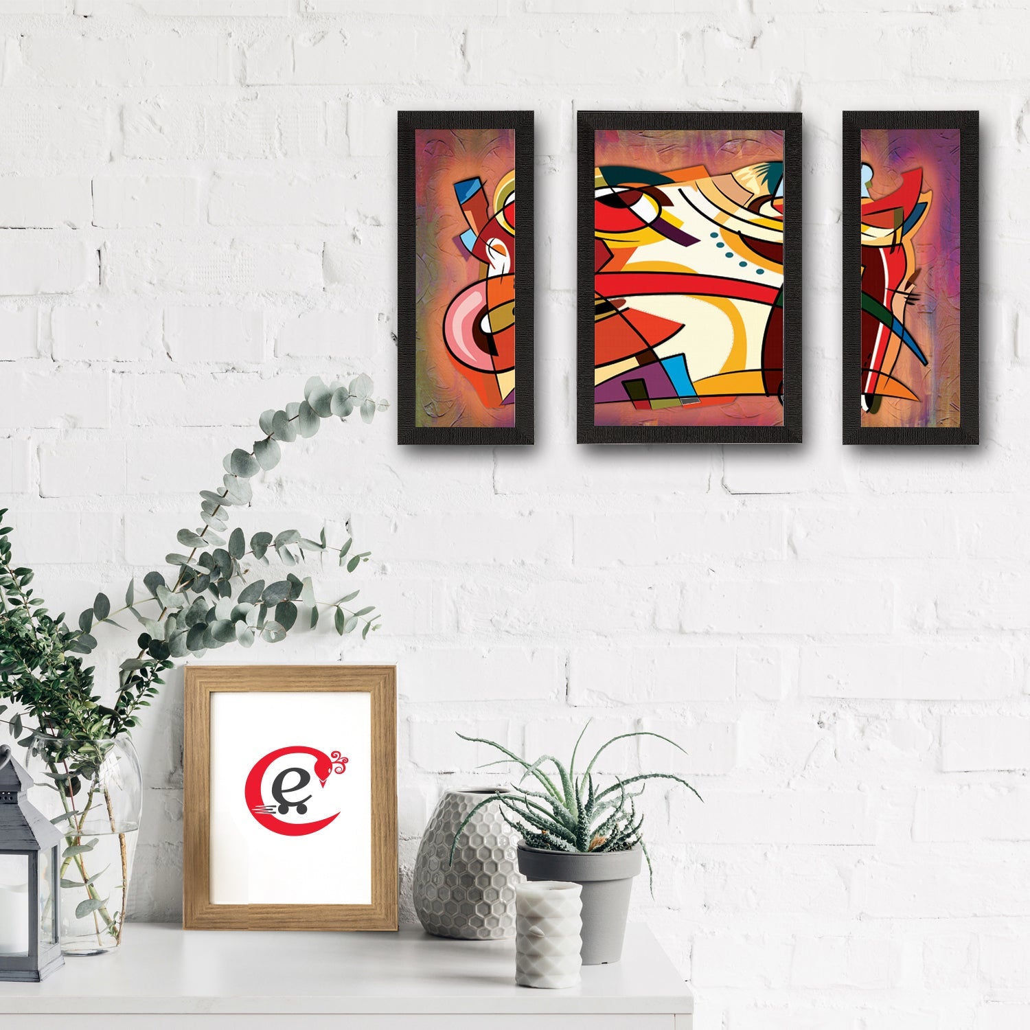 Set of 3 Abstract Object Satin Matt Texture UV Art Painting Kafalo