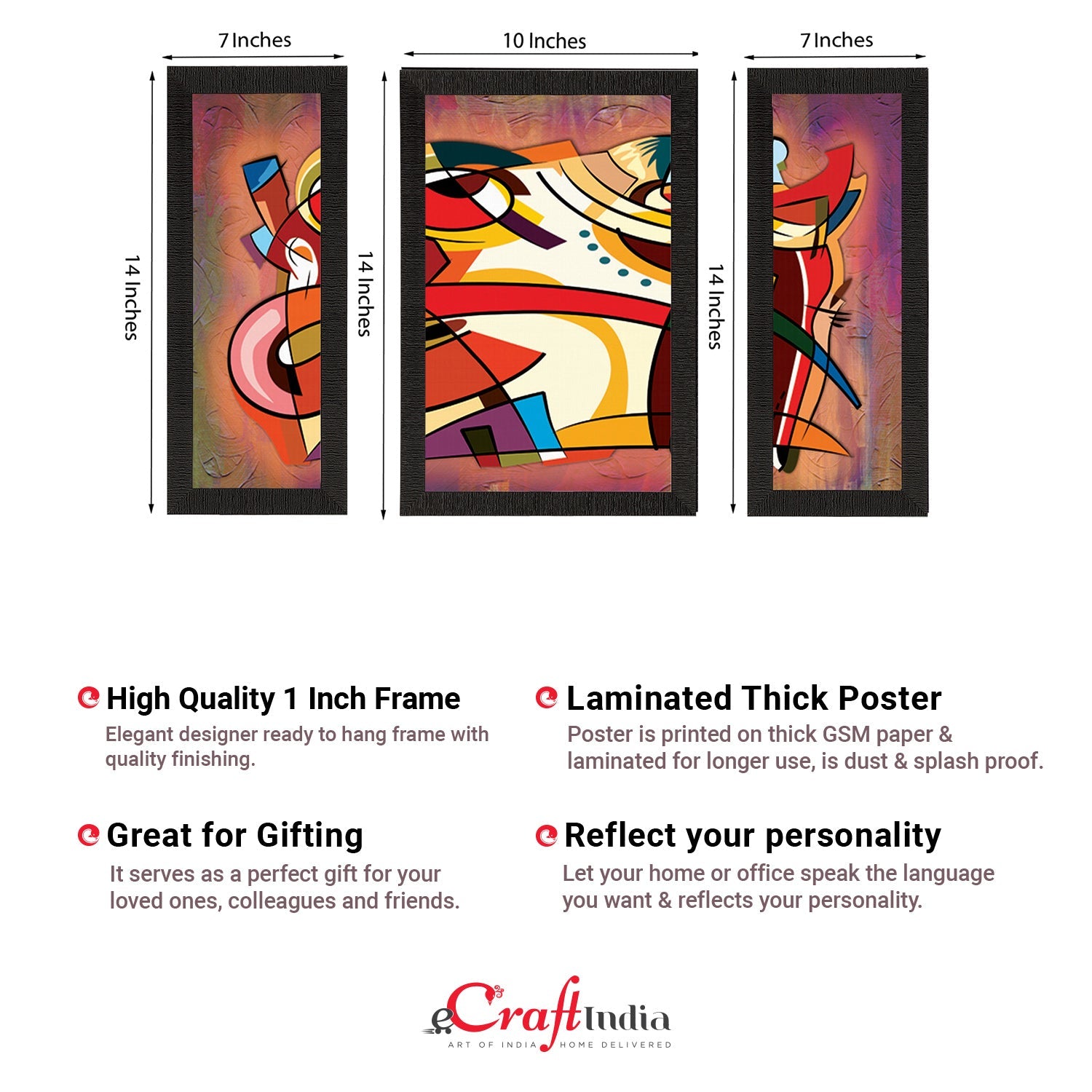 Set of 3 Abstract Object Satin Matt Texture UV Art Painting Kafalo