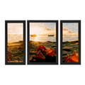 Set of 3 Beautiful Beach View Satin Matt Texture UV Art Painting Kafalo