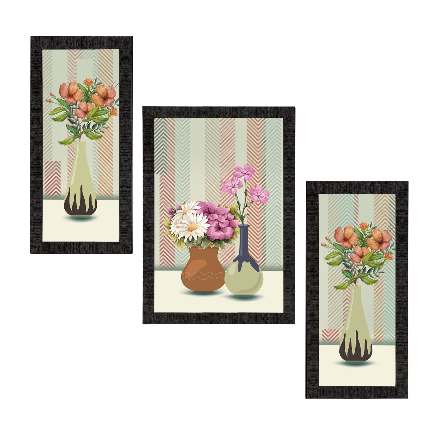 Set of 3 Botanical and Floral Satin Matt Textured UV Art Painting Kafalo
