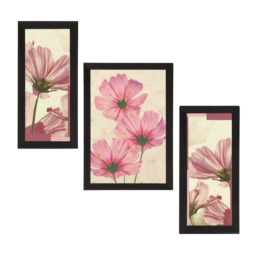 Set of 3 Botanical and Floral Satin Matt Textured UV Art Painting Kafalo