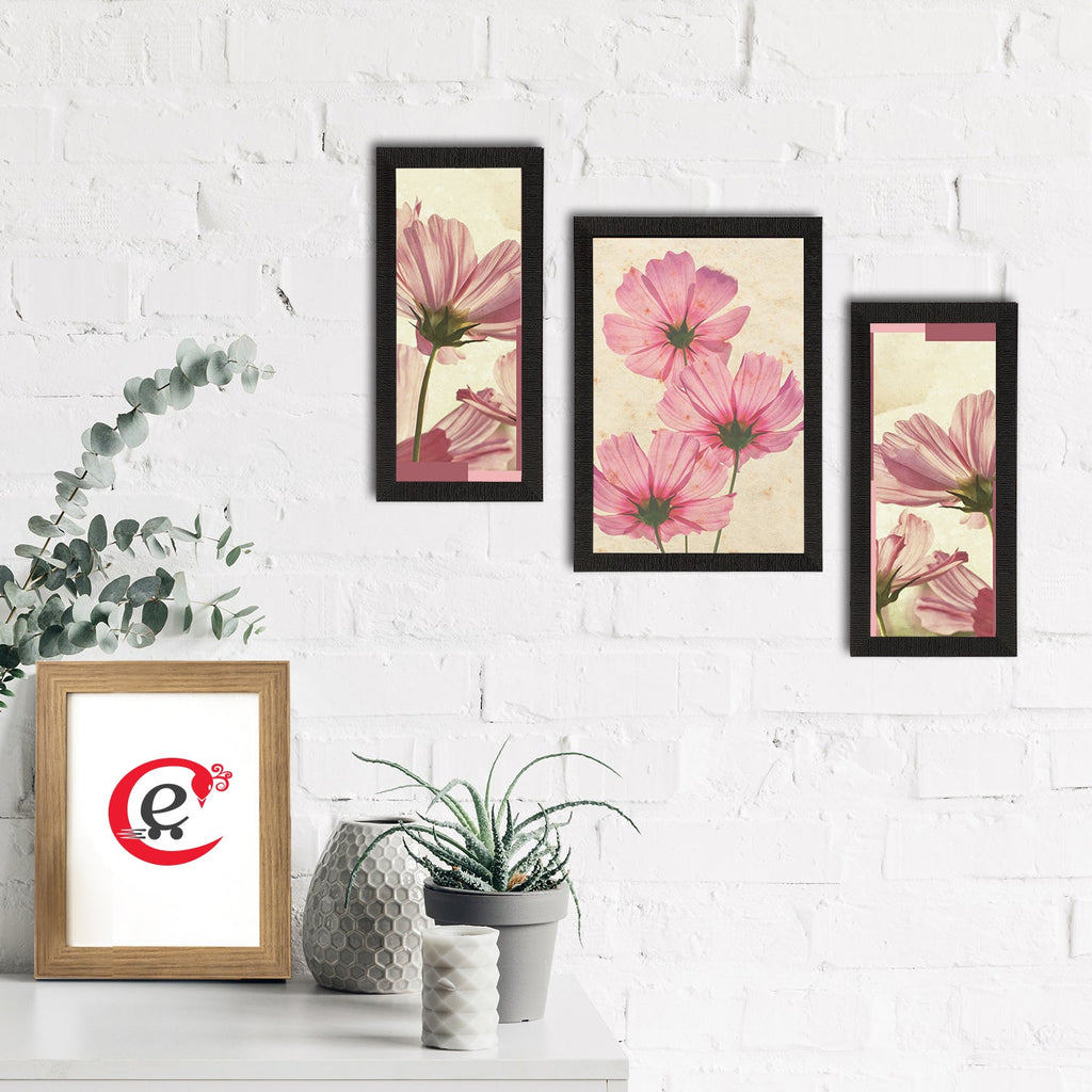 Set of 3 Botanical and Floral Satin Matt Textured UV Art Painting Kafalo