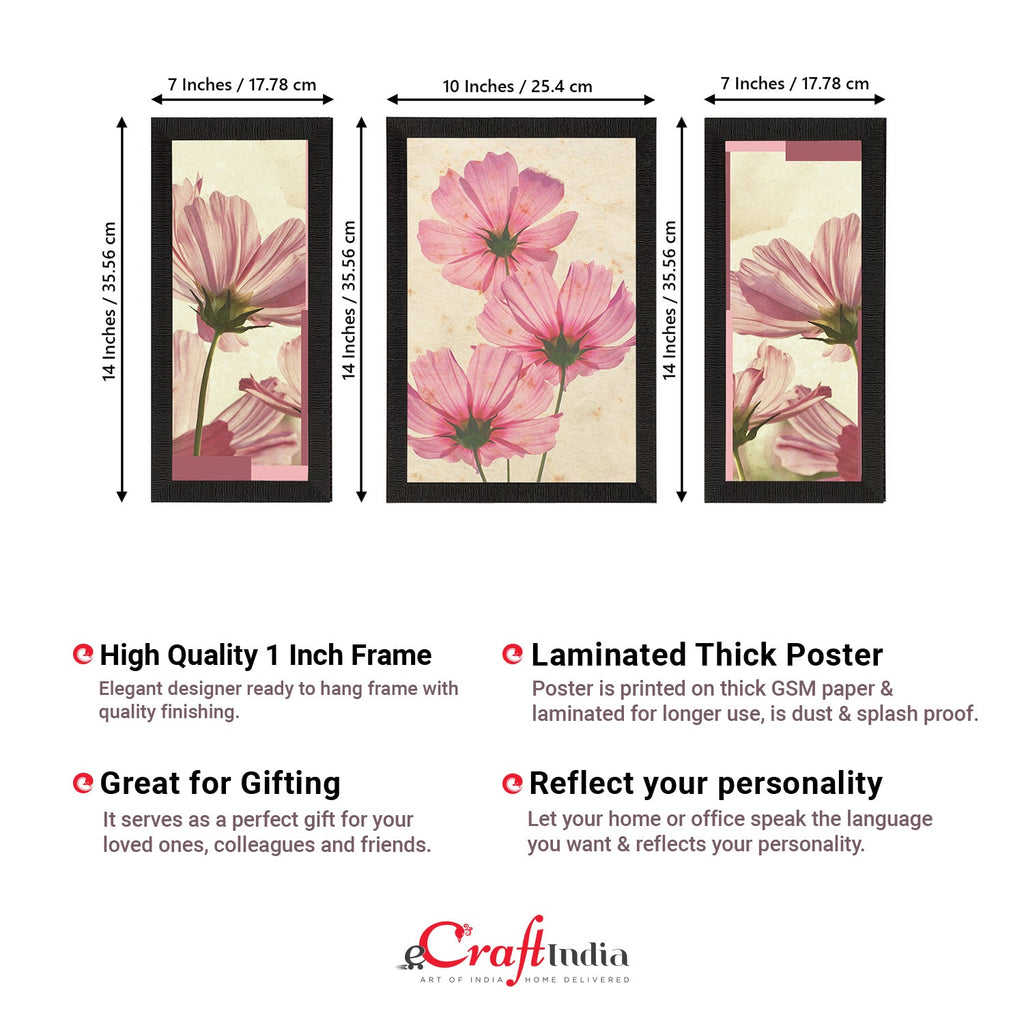 Set of 3 Botanical and Floral Satin Matt Textured UV Art Painting Kafalo