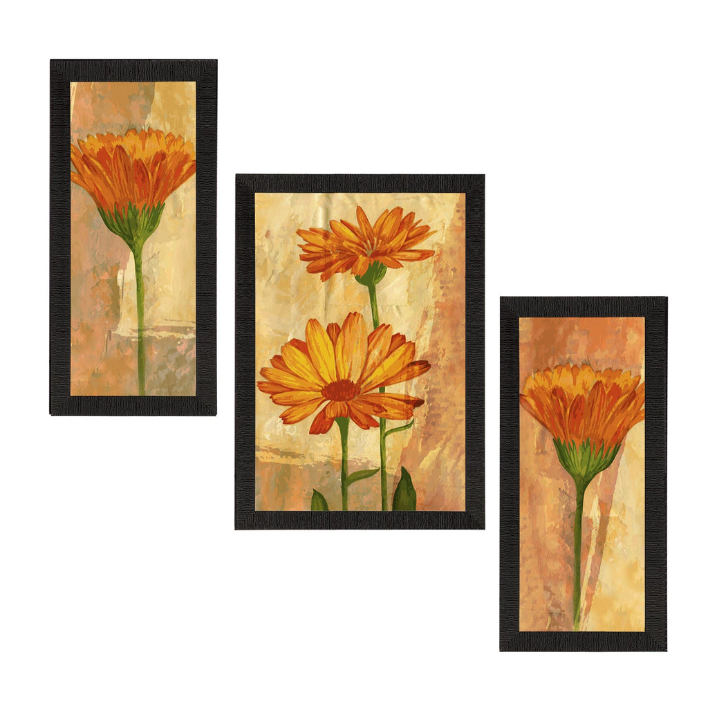 Set of 3 Botanical and Floral Satin Matt Textured UV Art Painting Kafalo