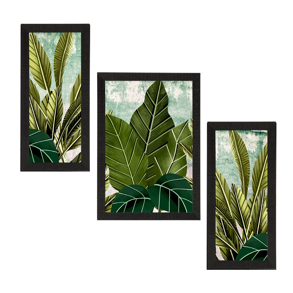 Set of 3 Botanical and Floral Satin Matt Textured UV Art Painting Kafalo