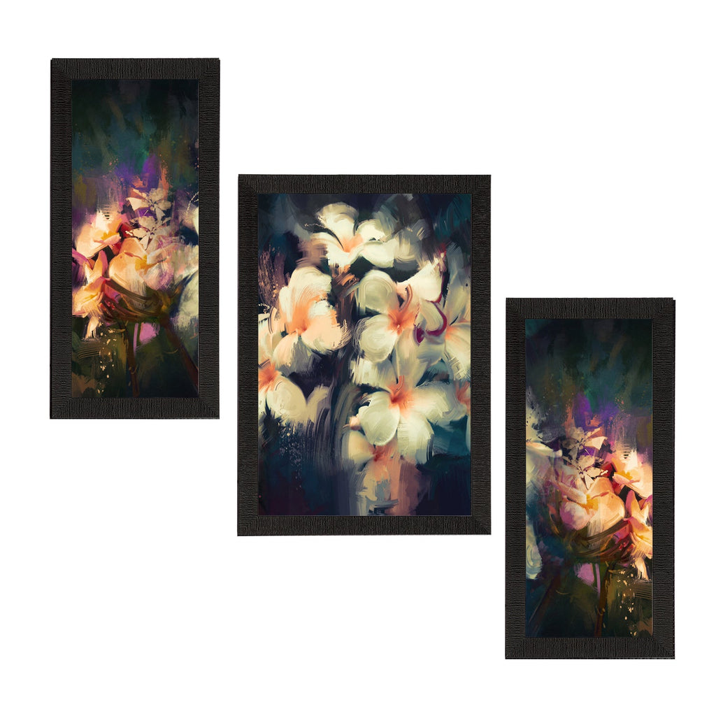 Set of 3 Botanical and Floral Satin Matt Textured UV Art Painting Kafalo