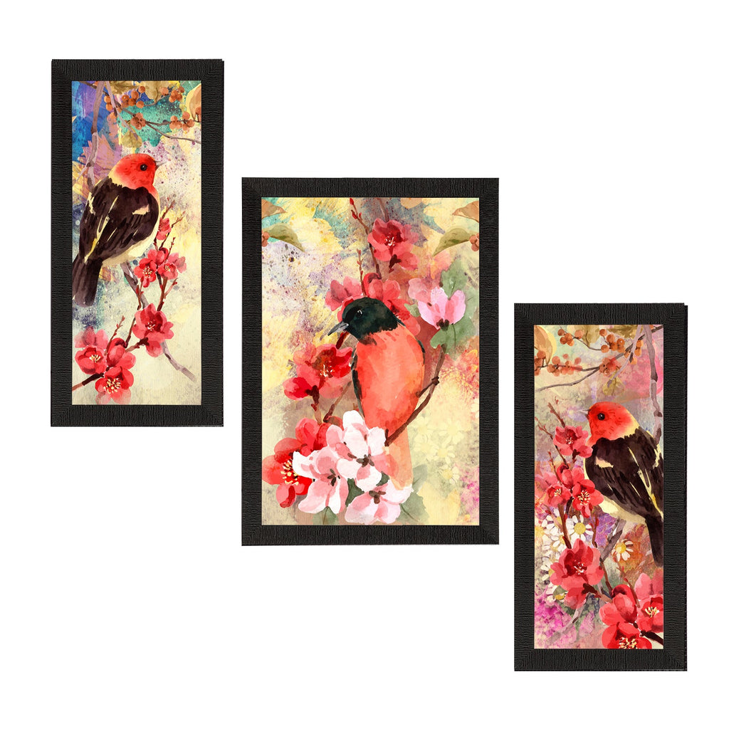 Set of 3 Botanical and Floral Satin Matt Textured UV Art Painting Kafalo