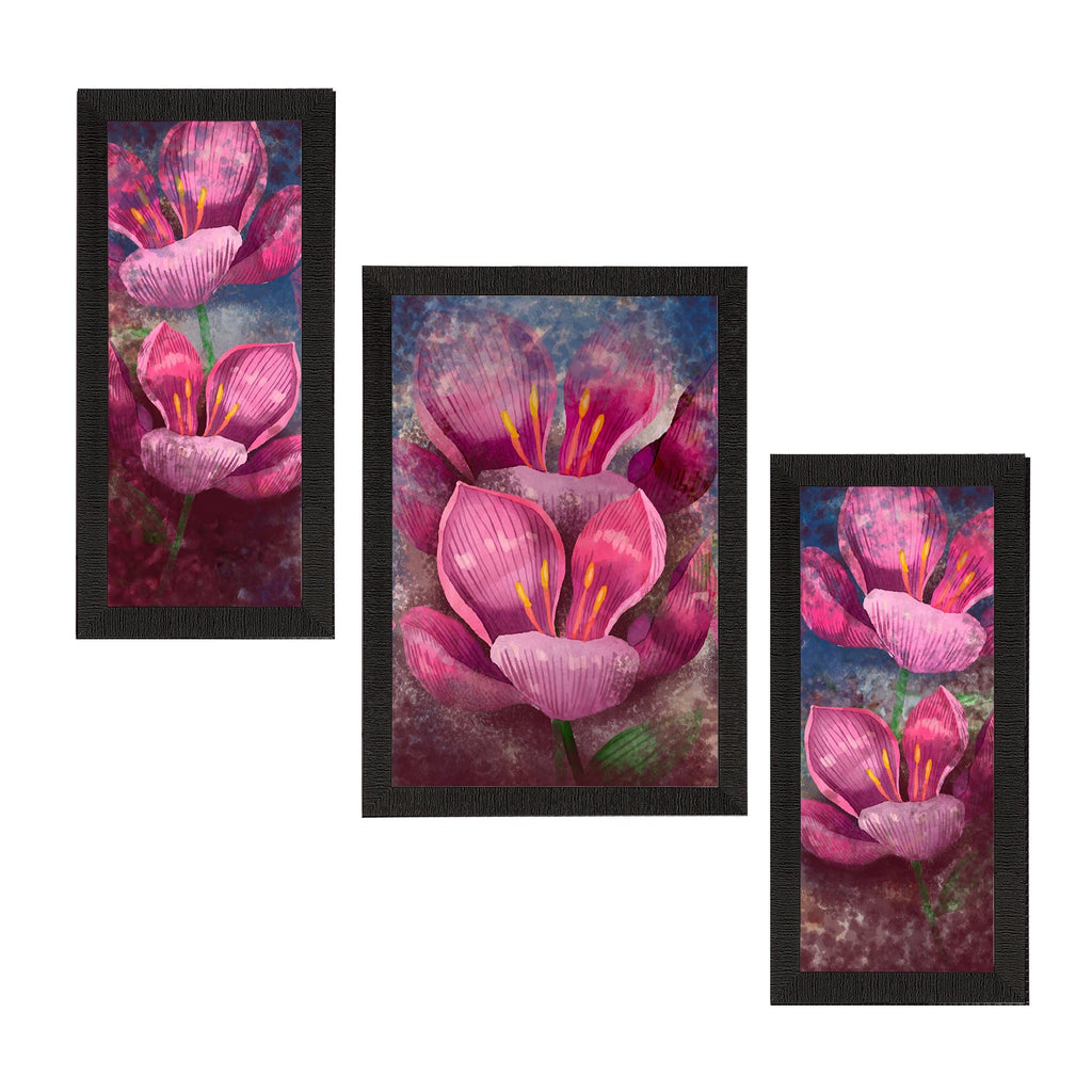 Set of 3 Botanical and Floral Satin Matt Textured UV Art Painting Kafalo