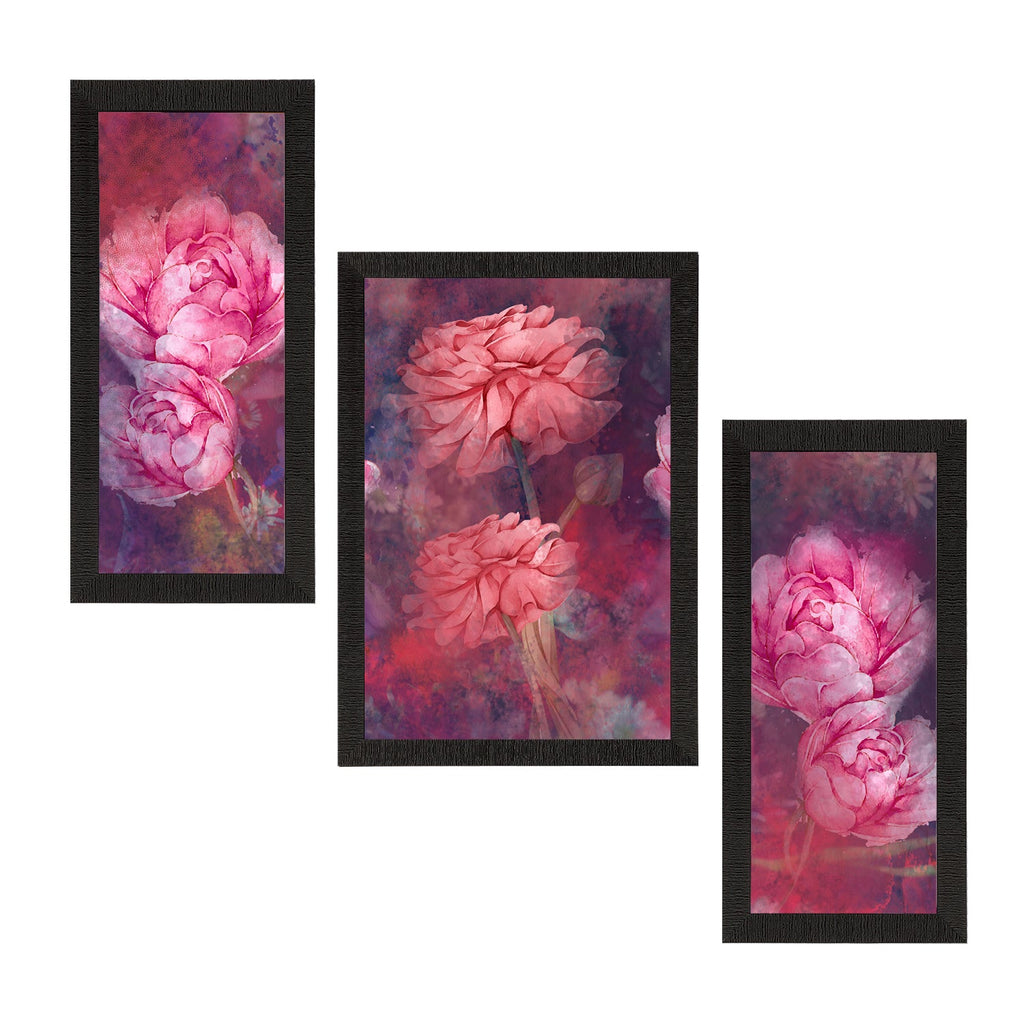 Set of 3 Botanical and Floral Satin Matt Textured UV Art Painting Kafalo