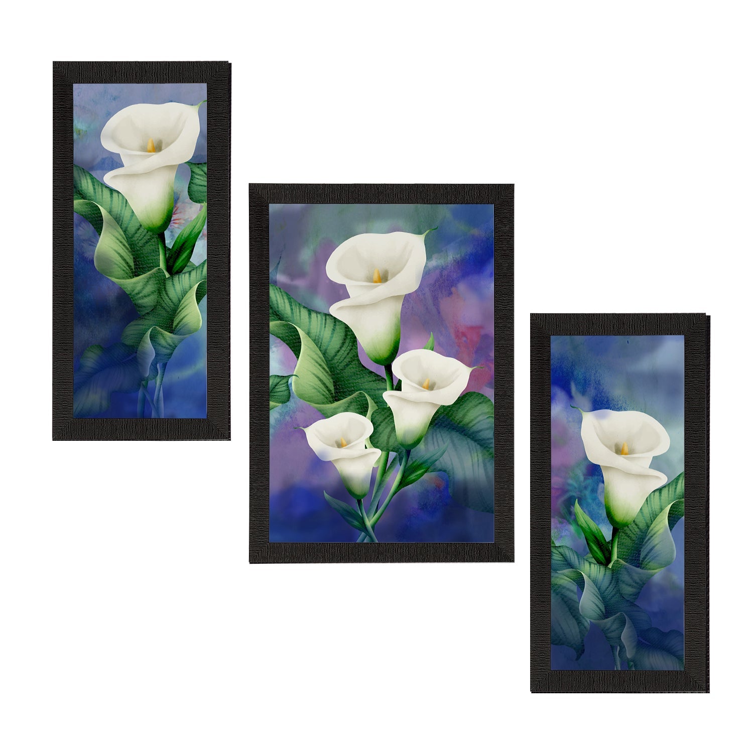 Set of 3 Botanical and Floral Satin Matt Textured UV Art Painting Kafalo