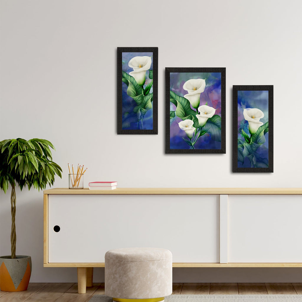 Set of 3 Botanical and Floral Satin Matt Textured UV Art Painting Kafalo