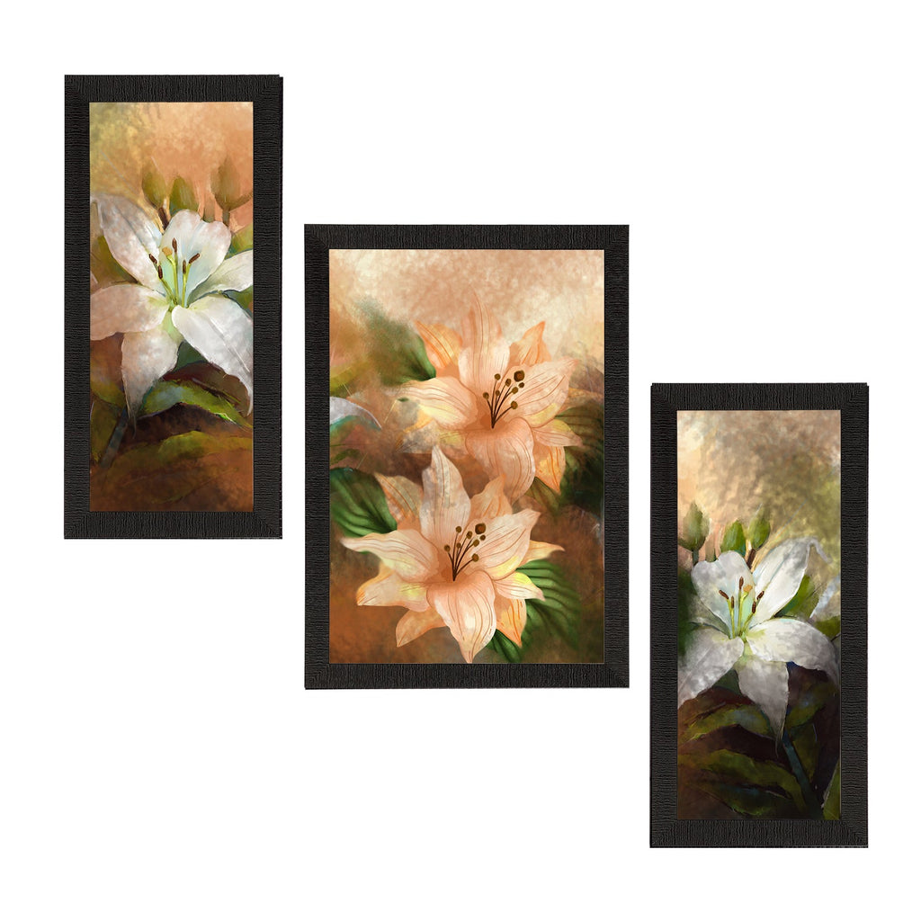Set of 3 Botanical and Floral Satin Matt Textured UV Art Painting Kafalo