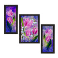 Set of 3 Botanical and Floral Satin Matt Textured UV Art Painting Kafalo