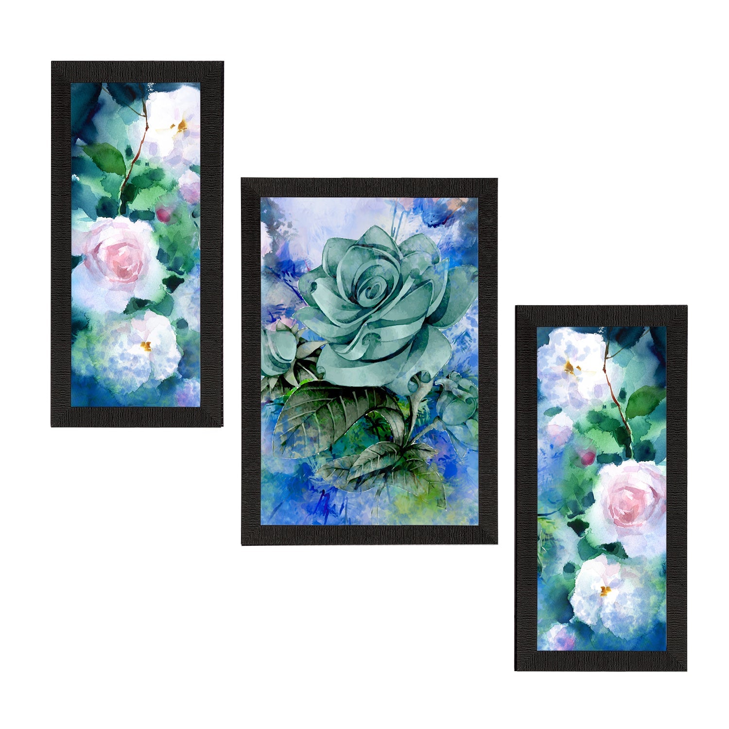 Set of 3 Botanical and Floral Satin Matt Textured UV Art Painting Kafalo