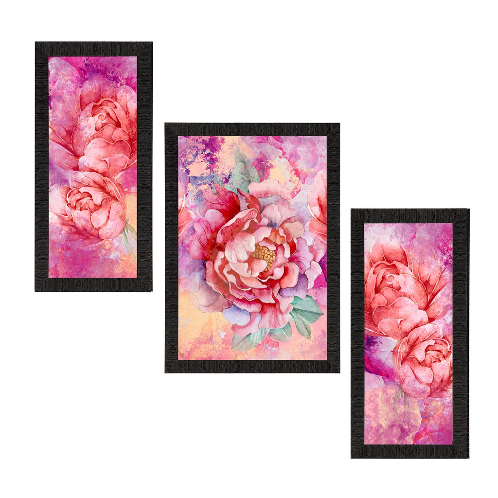 Set of 3 Botanical and Floral Satin Matt Textured UV Art Painting Kafalo
