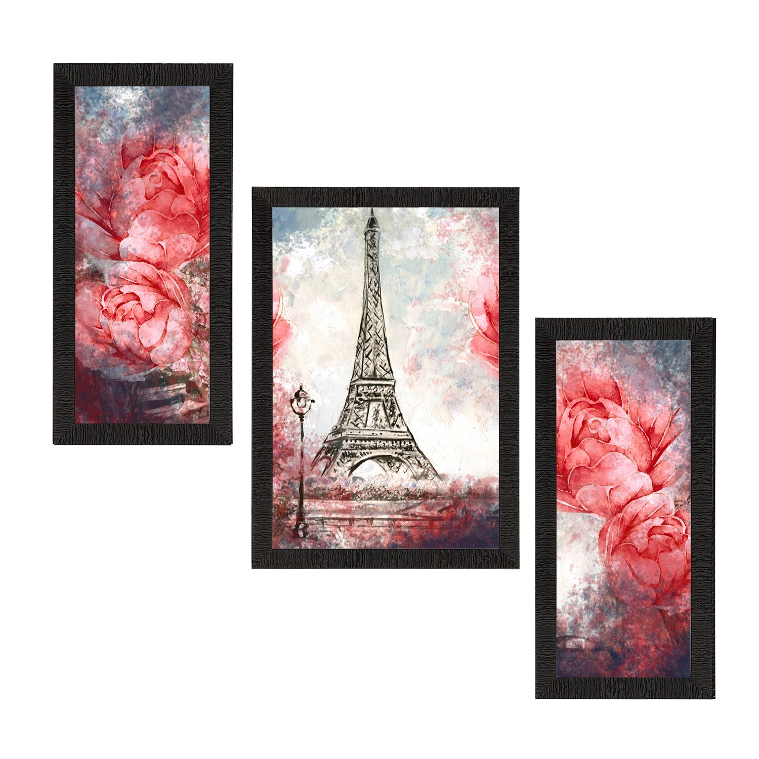 Set of 3 Botanical and Floral Satin Matt Textured UV Art Painting Kafalo