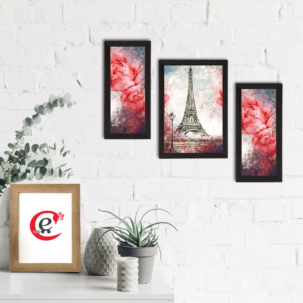 Set of 3 Botanical and Floral Satin Matt Textured UV Art Painting Kafalo
