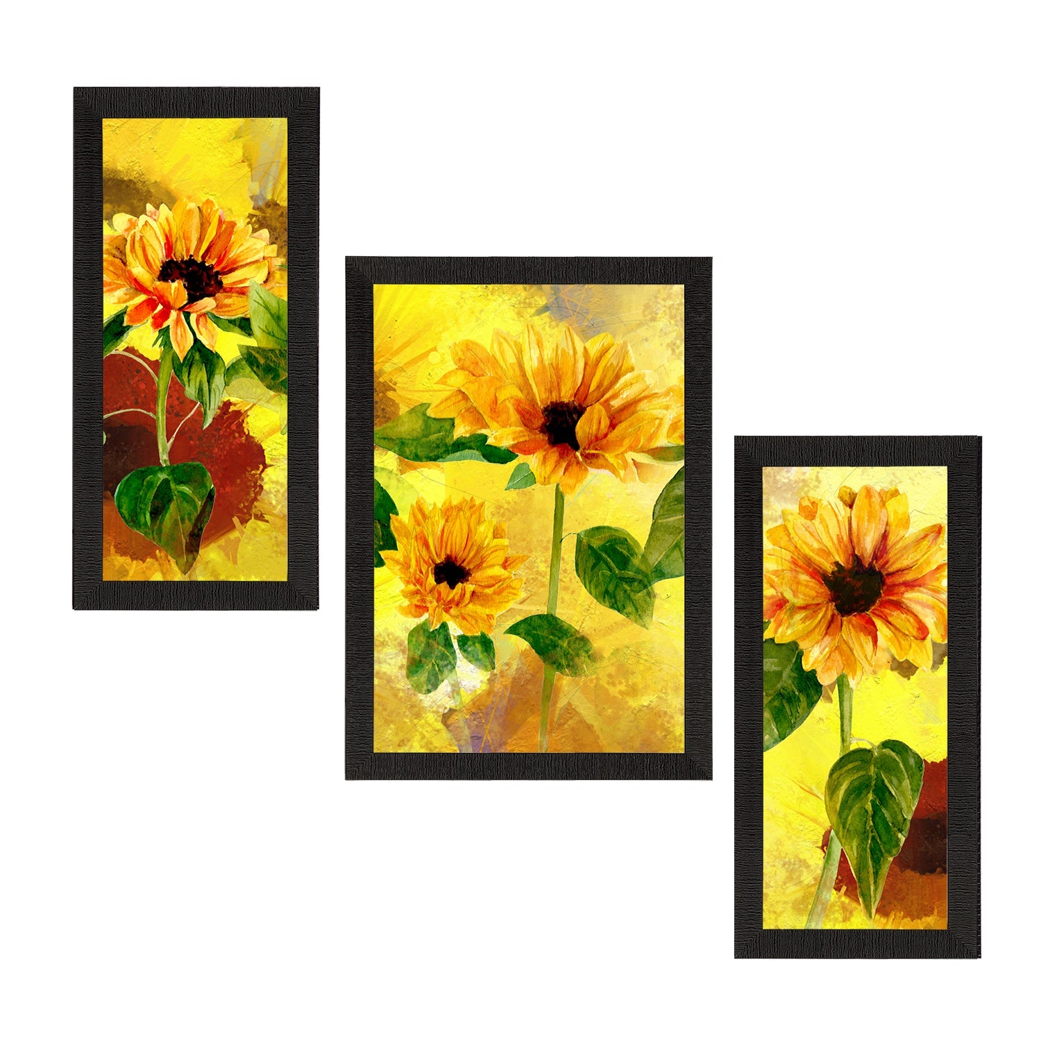 Set of 3 Botanical and Floral Satin Matt Textured UV Art Painting Kafalo