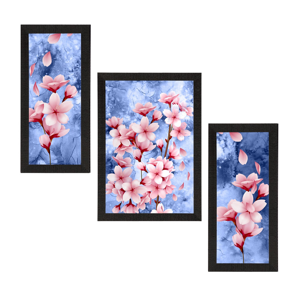 Set of 3 Botanical and Floral Satin Matt Textured UV Art Painting Kafalo