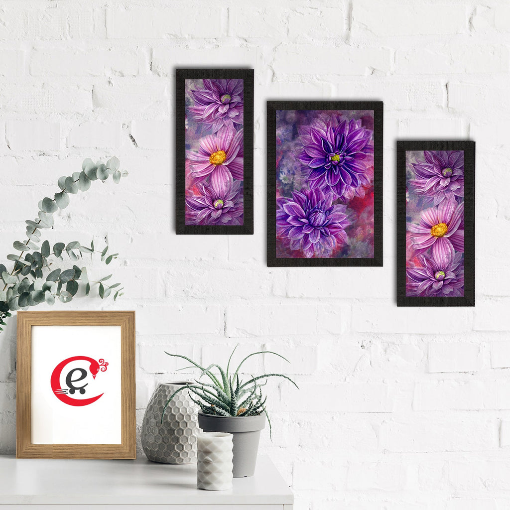 Set of 3 Botanical and Floral Satin Matt Textured UV Art Painting Kafalo