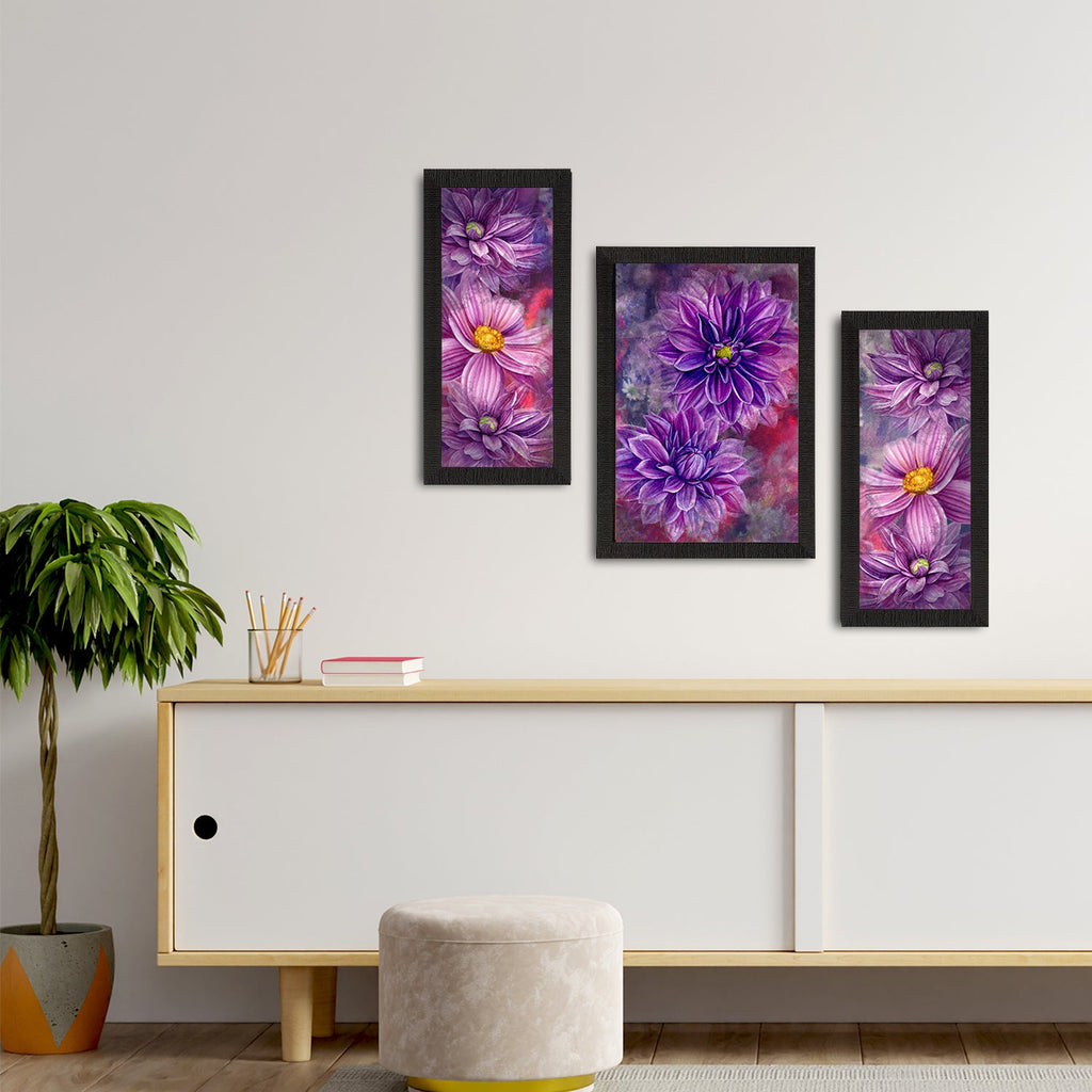 Set of 3 Botanical and Floral Satin Matt Textured UV Art Painting Kafalo