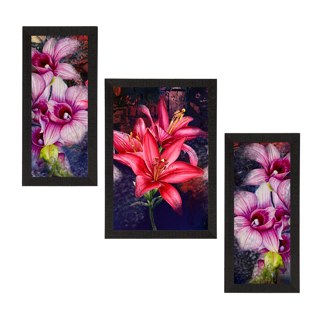 Set of 3 Botanical and Floral Satin Matt Textured UV Art Painting Kafalo