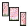Set of 3 Botanical and Floral Satin Matt Textured UV Art Painting Kafalo