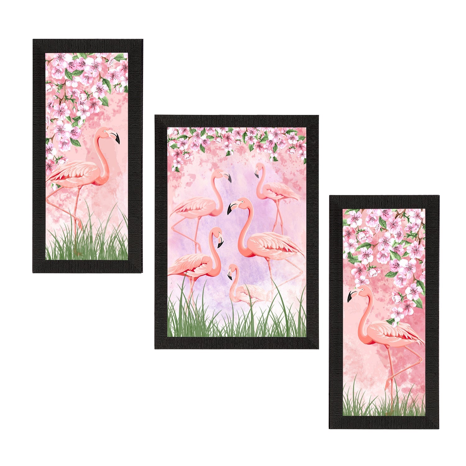Set of 3 Botanical and Floral Satin Matt Textured UV Art Painting Kafalo