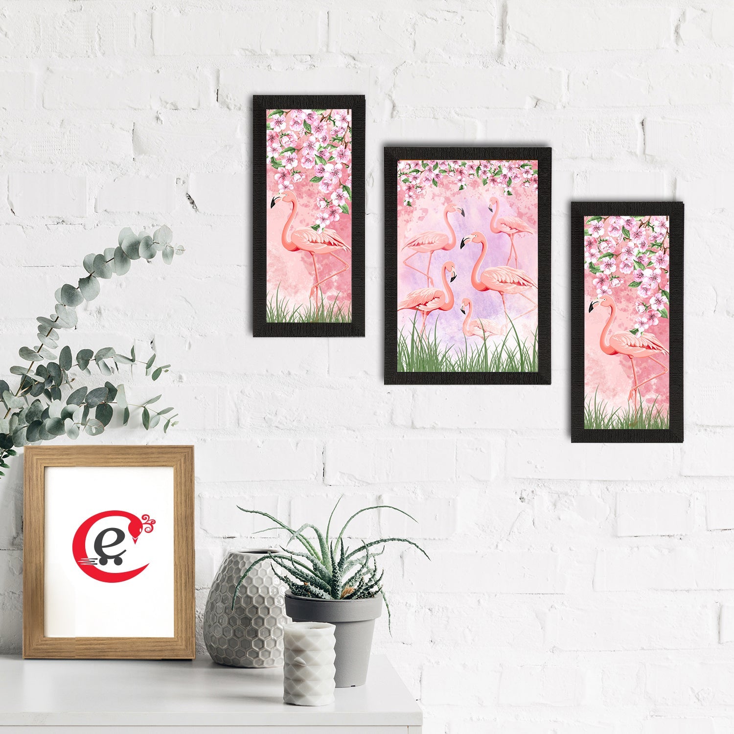 Set of 3 Botanical and Floral Satin Matt Textured UV Art Painting Kafalo