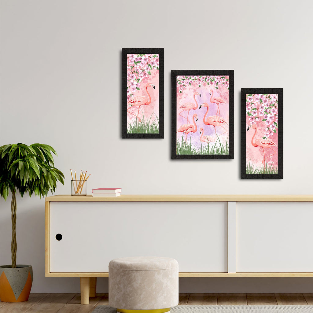 Set of 3 Botanical and Floral Satin Matt Textured UV Art Painting Kafalo