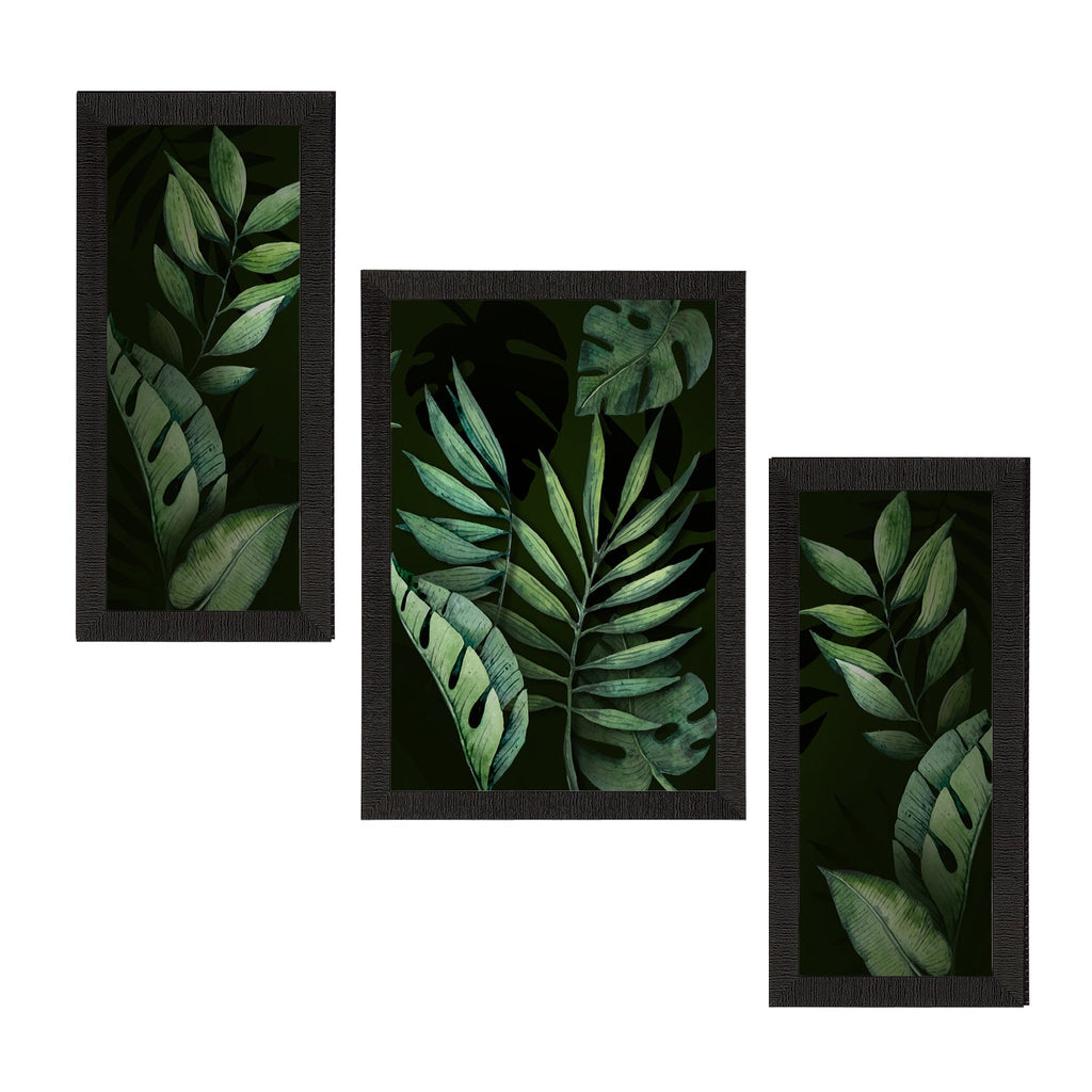 Set of 3 Botanical and Floral Satin Matt Textured UV Art Painting Kafalo