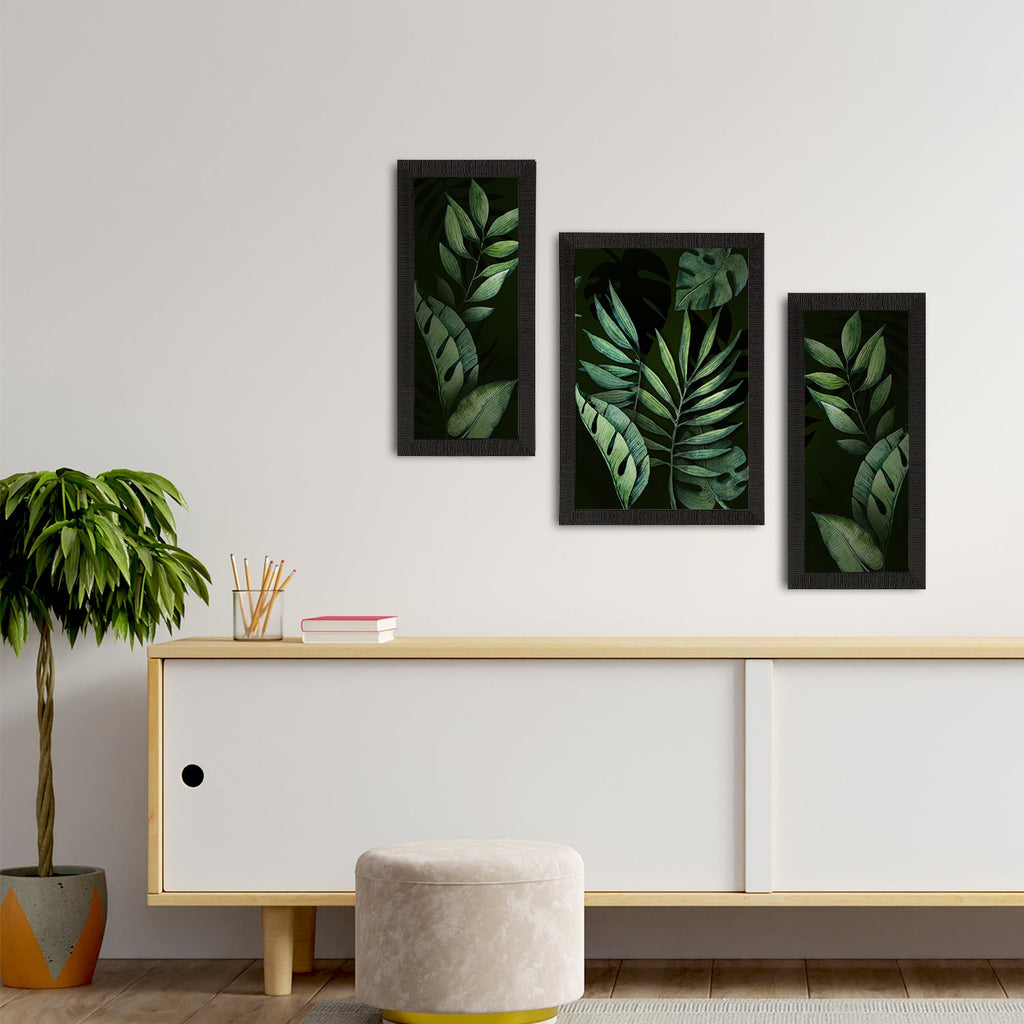 Set of 3 Botanical and Floral Satin Matt Textured UV Art Painting Kafalo