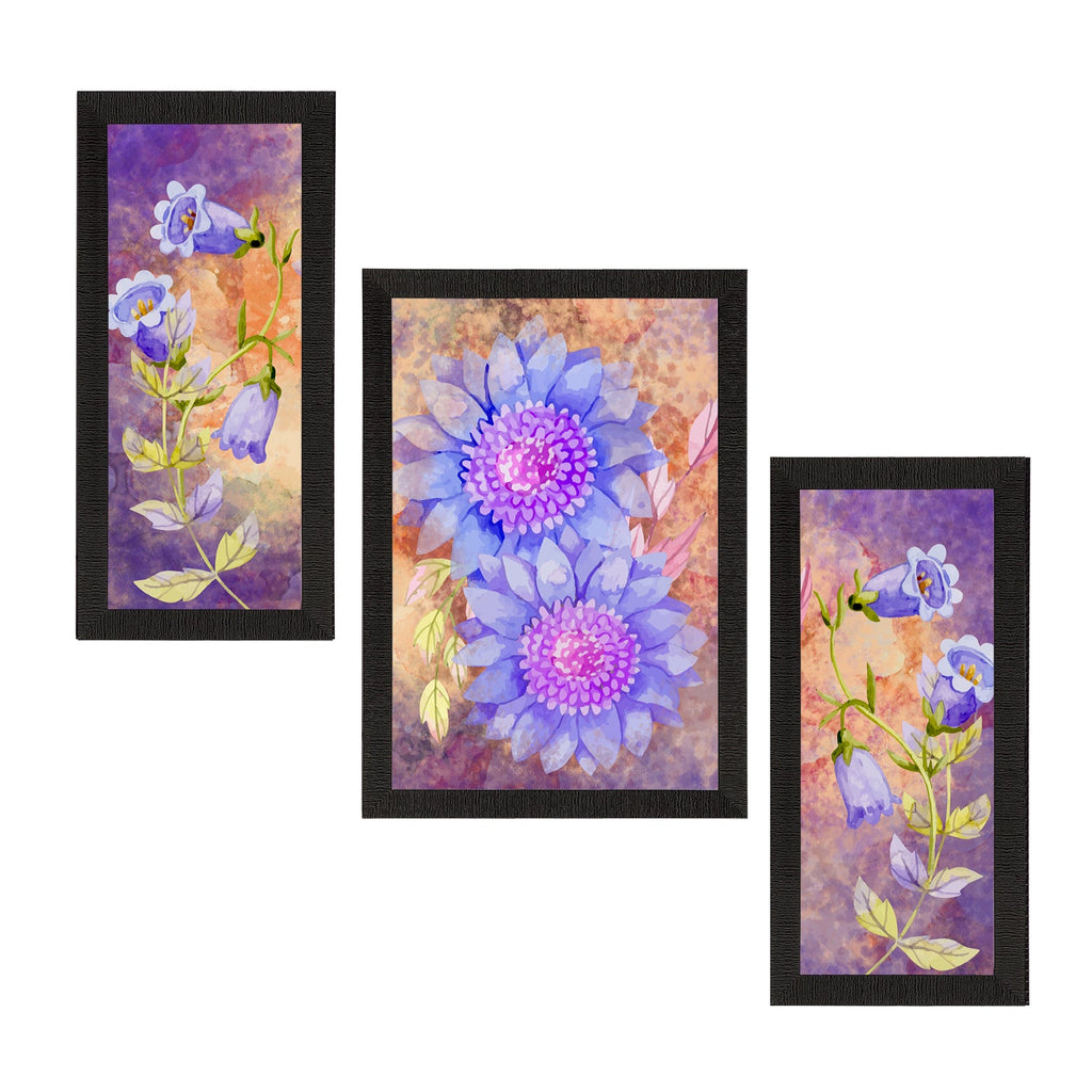Set of 3 Botanical and Floral Satin Matt Textured UV Art Painting Kafalo
